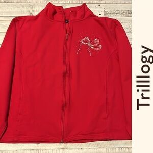 Trilllogy‎ Christmas Zipper Up Snowman Sweater